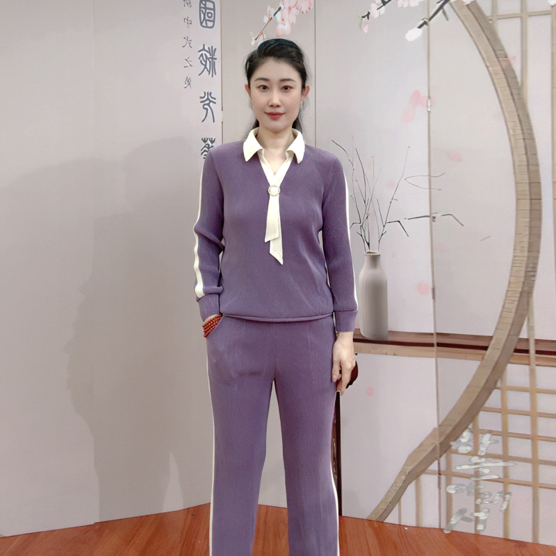 三宅褶皱时尚套装长袖高级感运动套装