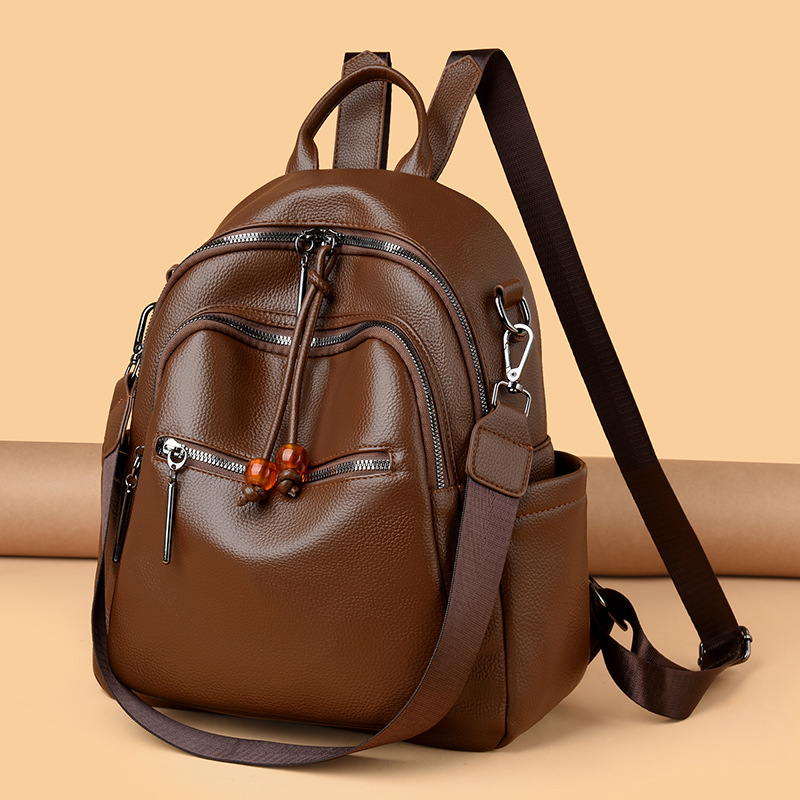 PU背包时尚优雅女士双肩包大容量时尚妈咪包包秋冬款百搭休闲背包