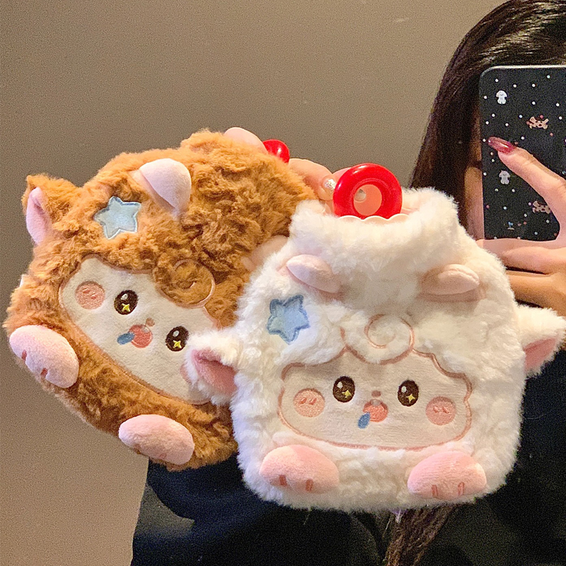 可爱毛绒小羊热水袋注水加厚防爆灌水暖水袋女生痛经暖肚子暖手宝