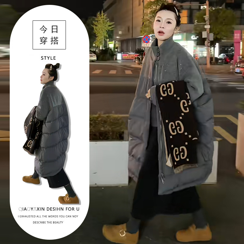 美式显气质宽松中长款棉服外套女冬季2025新款时尚洋气保暖棉衣潮