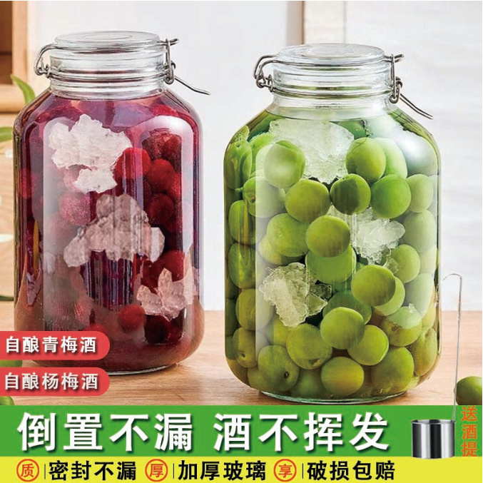 泡酒玻璃瓶带酒提专用酒瓶青梅杨梅果酒空瓶子密封罐泡酒容器新款