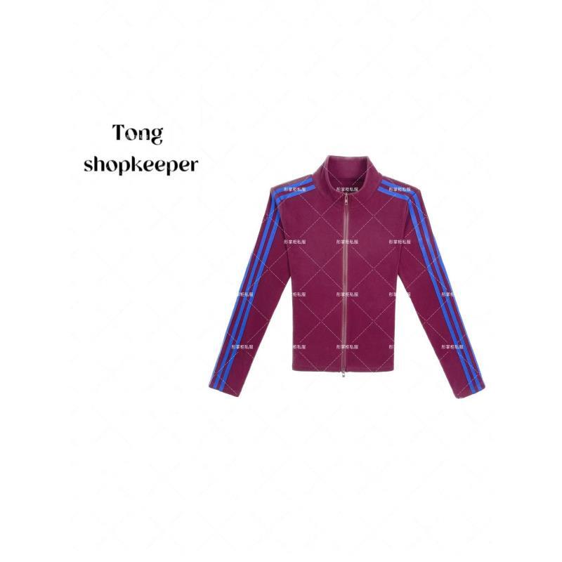 QJ/彤掌柜1682471 秋2025高定双面德绒条纹拼接袖显瘦百搭外套