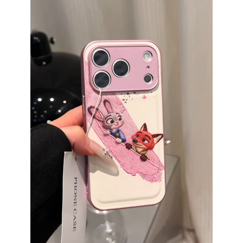 刺绣朱迪尼克适用苹果17p手机壳16PM金属皮纹oppo华为