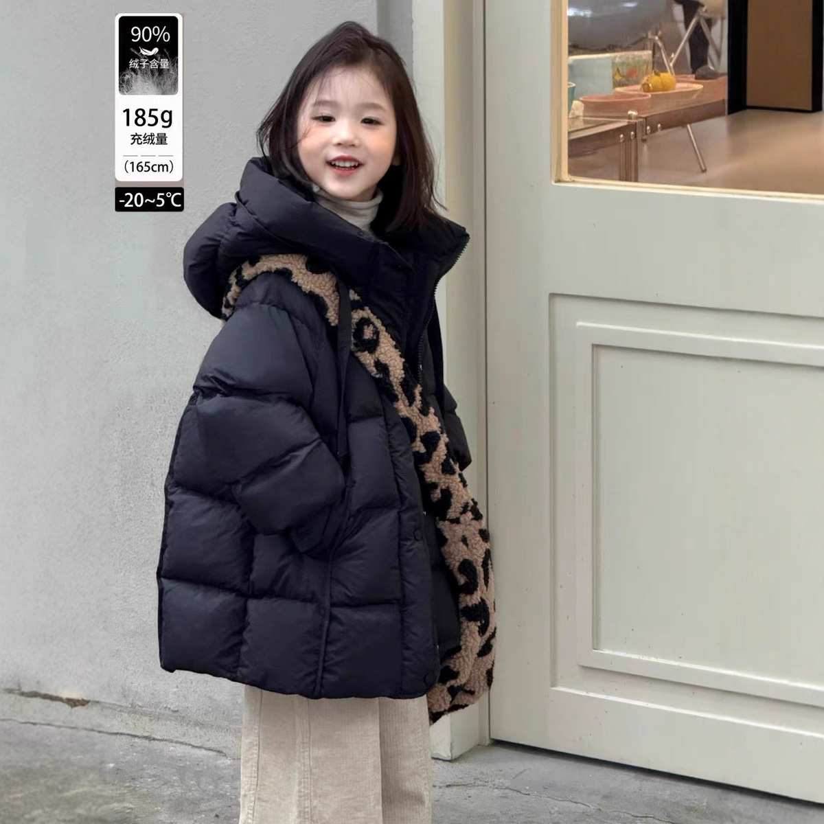 韩版童装儿童羽绒服2025新款90白鸭绒女童加厚保暖连帽中长款外套
