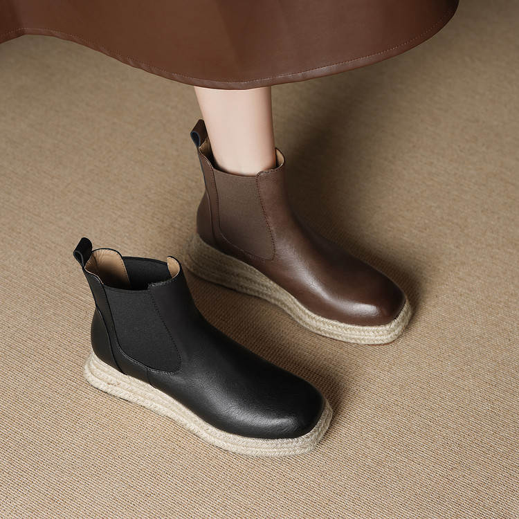 5cm 英伦风复古百搭舒适厚底切尔西靴秋冬通勤休闲简约时尚瘦瘦靴