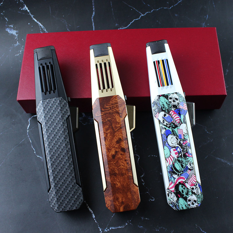 新款喷枪点火器打火机多功能喷枪户外装备碳纤维木纹