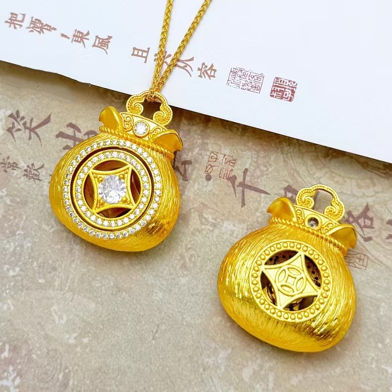 铜合金项链 时尚精致钱袋子项链