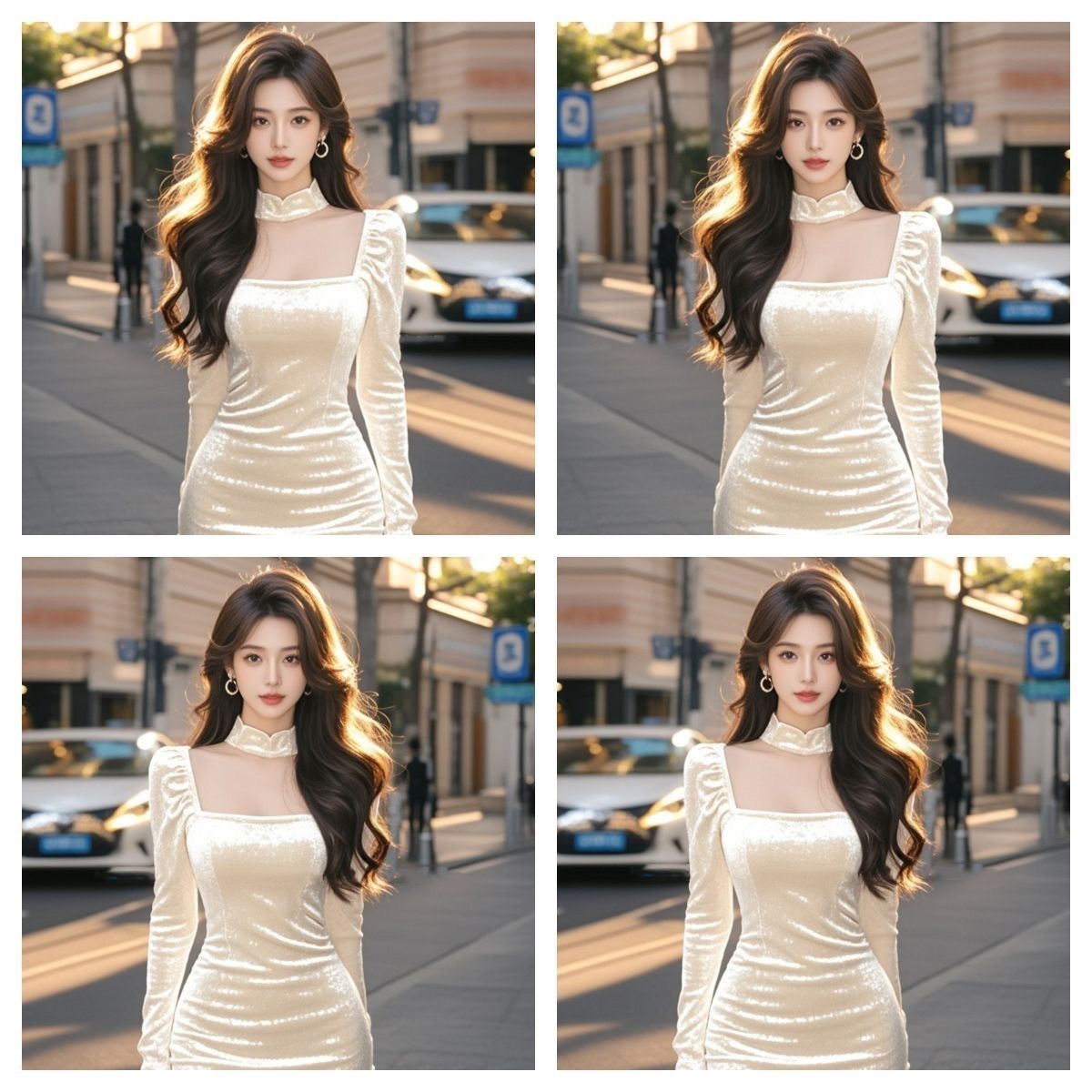 2025新款法式御姐风方领丝绒长袖连衣裙女冬季气质修身显瘦包臀裙