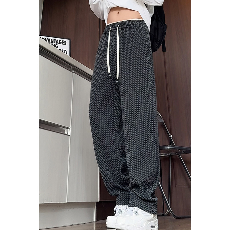 美式休闲弯刀裤子男款秋季直筒宽松阔腿卫裤痞帅高级垂感休闲长裤