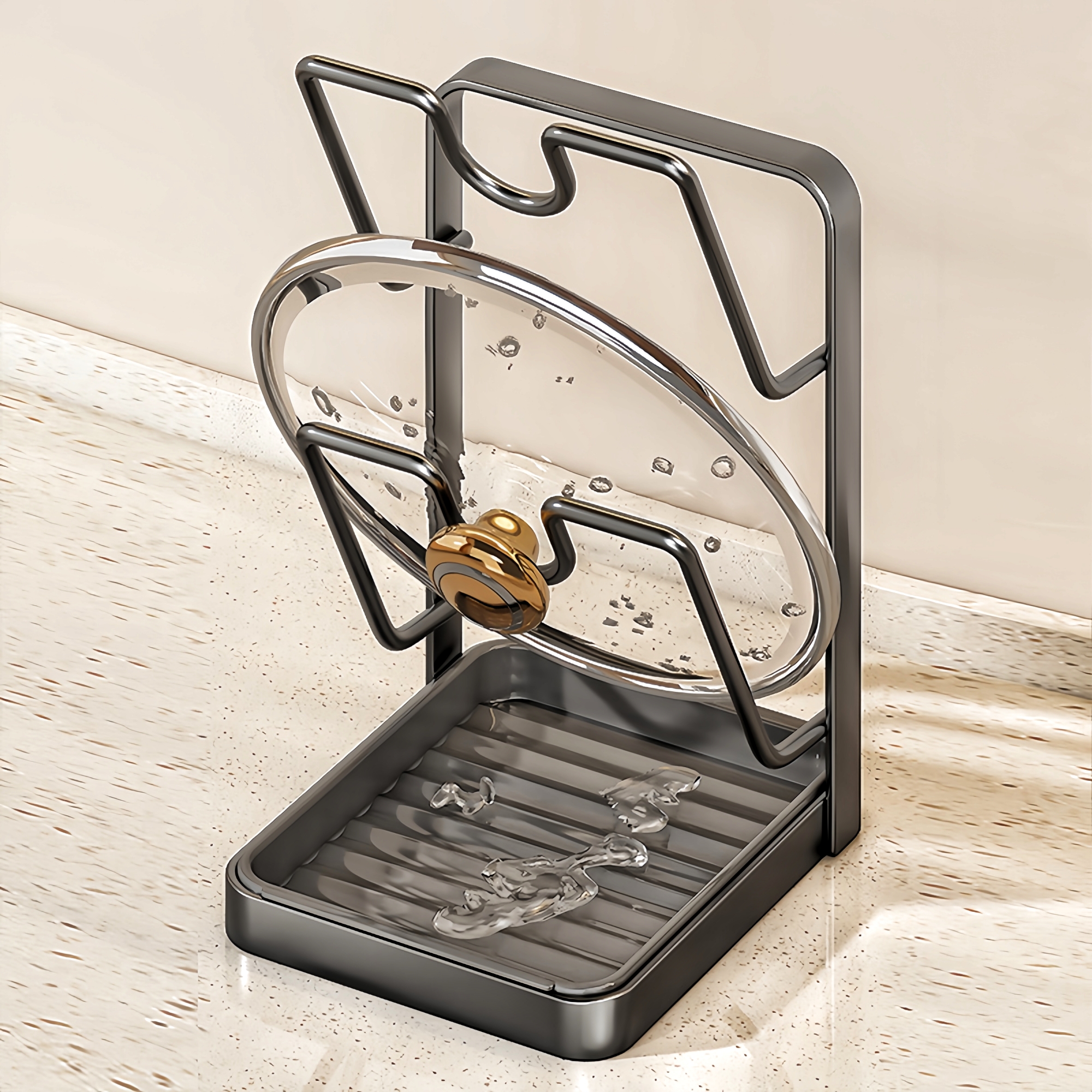 加厚多功能厨房锅盖架免打孔台面锅盖置物架沥水菜板砧板架收纳架