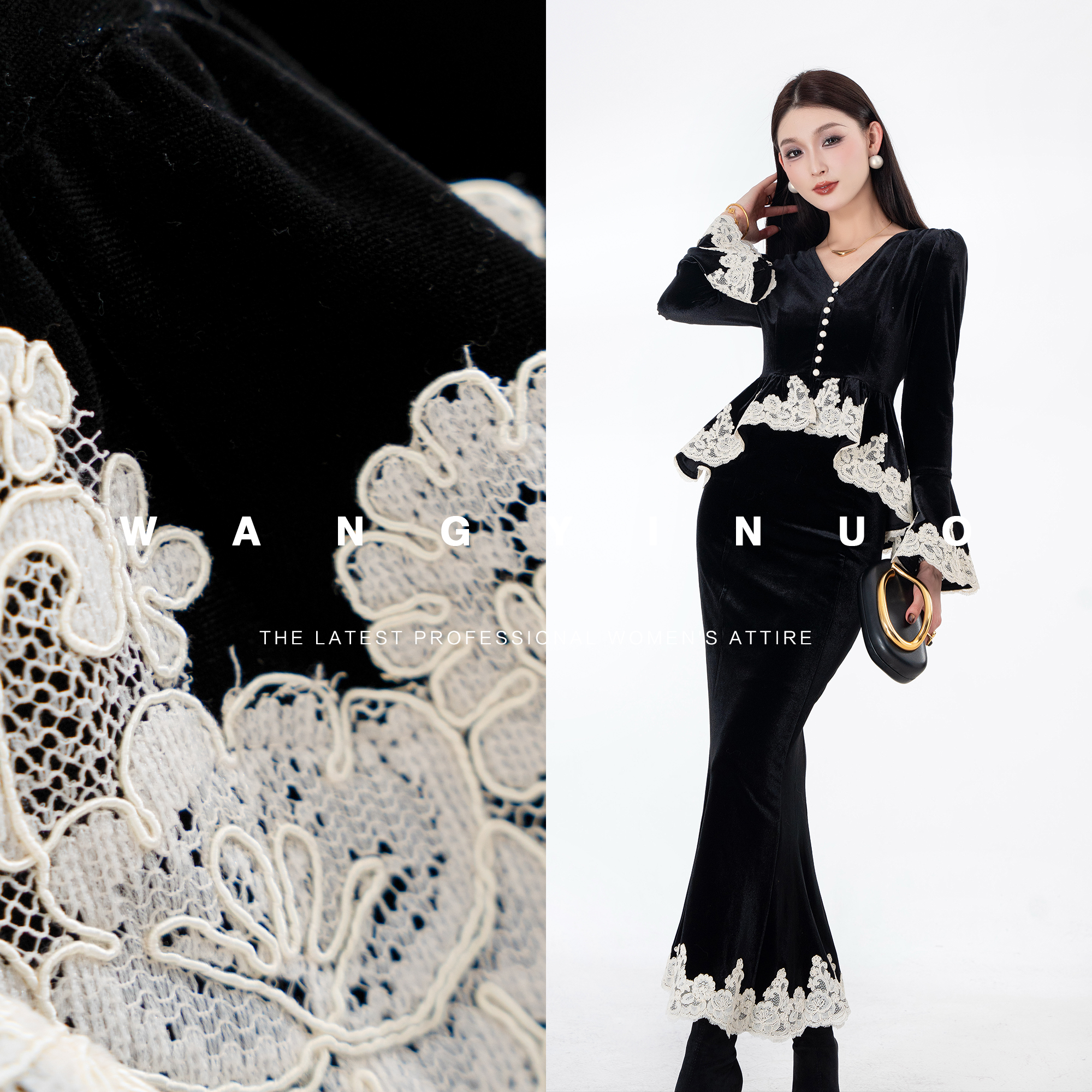 MD定制·依诺【秋水煮茶】2025冬季时尚设计感显瘦设计感长袖连衣裙