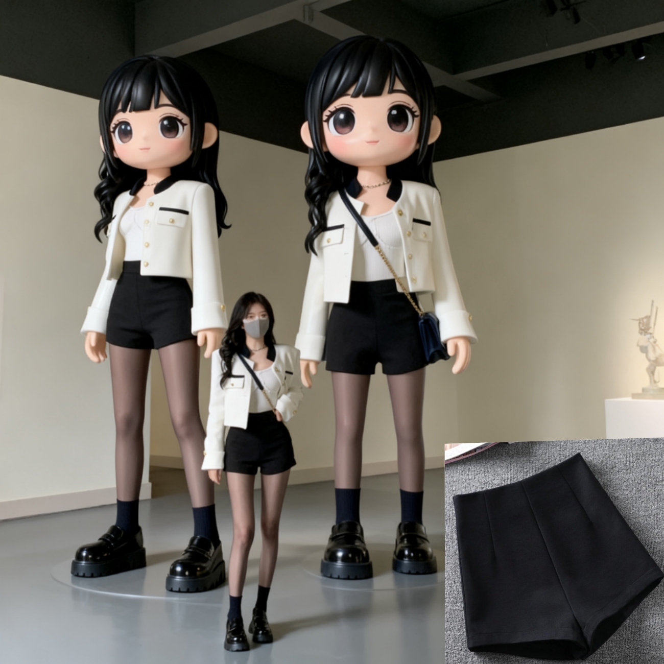 秋冬外穿高腰复古辣妹短裤罗马热裤配长靴下衣失踪修身显高显腿长