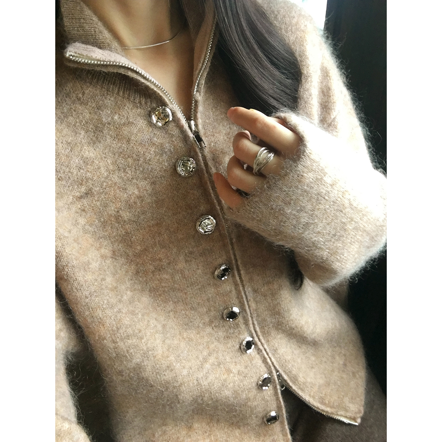 ICELOLLY马海毛羊毛软糯针织衫毛衣开衫外套女巨好看早秋穿搭上衣