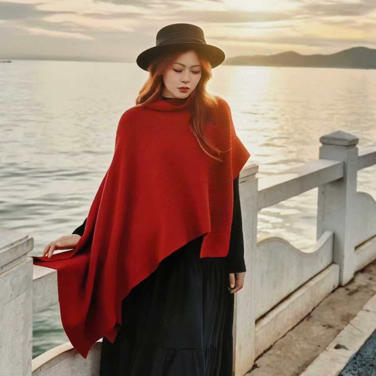 【董艺旅行穿搭】双面女郎·多功能披肩长短两穿秋冬拍照披肩