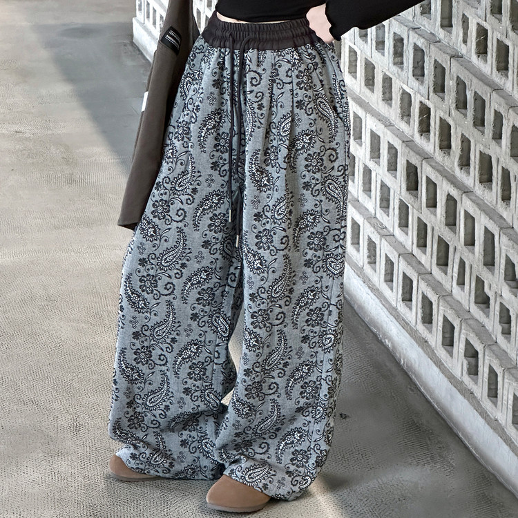 女童裤子秋季2025新款女孩超好看树叶阔腿裤中大童春秋直筒休闲裤