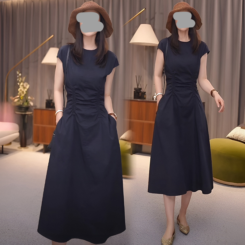 2025夏季爆款法式气质时尚百搭减龄高级感收腰夏季法式撞白收腰裙