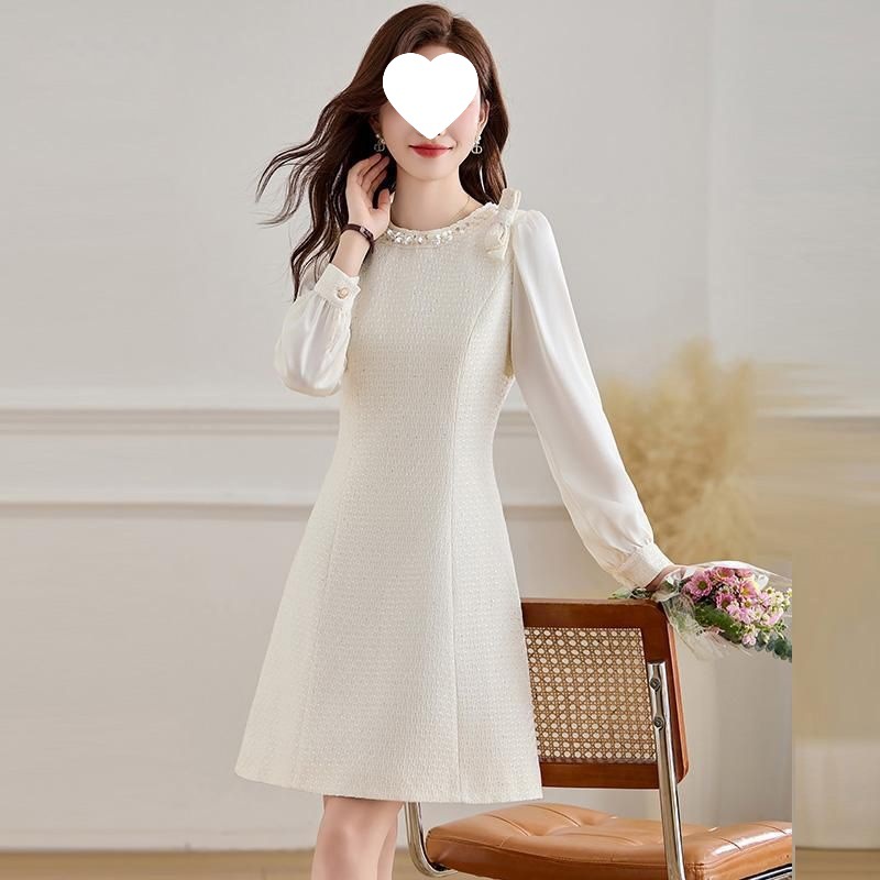 小香风连衣裙女感a字裙春秋季法式新款修身显瘦中长款气质连衣裙