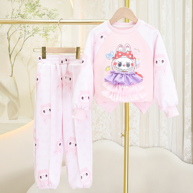 2025秋季新款女童洋气长袖t恤长裤春秋儿童时尚休闲套装两件套
