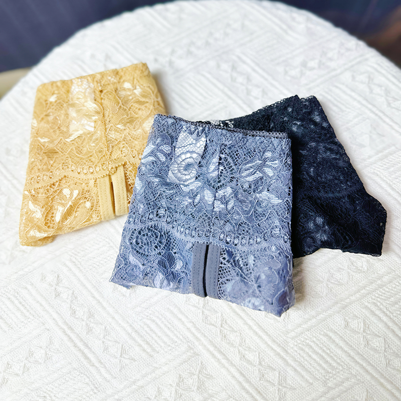 性感蕾丝内裤女中腰开叉无痕火辣迷人时尚提花薄款透气少女士三角