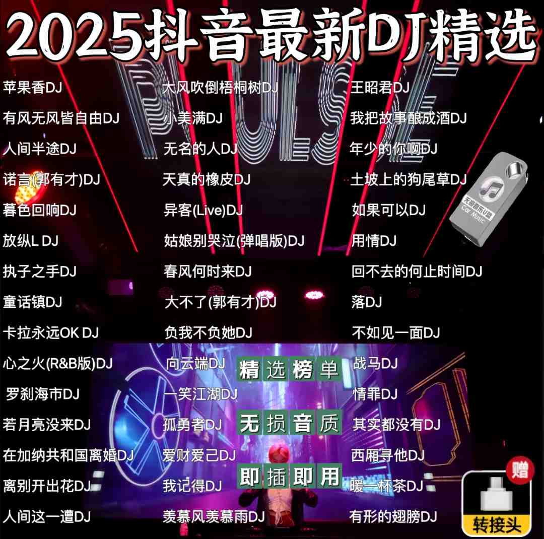 2025最新款劲爆dj车载音乐u盘新歌流行歌无损音质通用U盘MP3/4