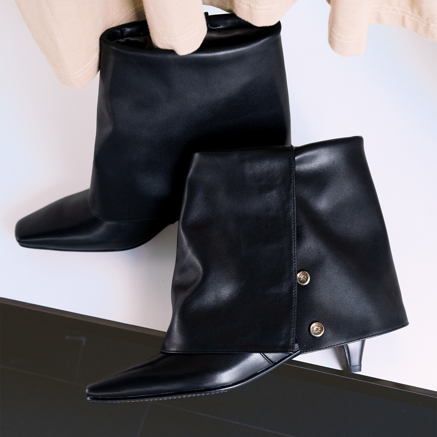 COVONTY「original」创意设计 裙子靴女小众废土风裤管西部牛仔靴