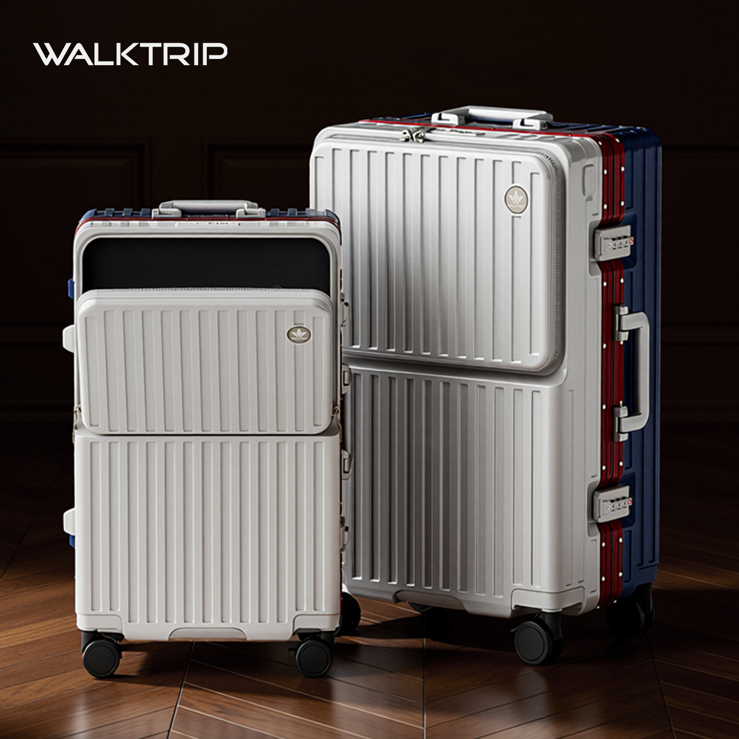 出口行之旅前开口行李箱铝框拉杆箱大容量旅行箱26男20寸登机箱女