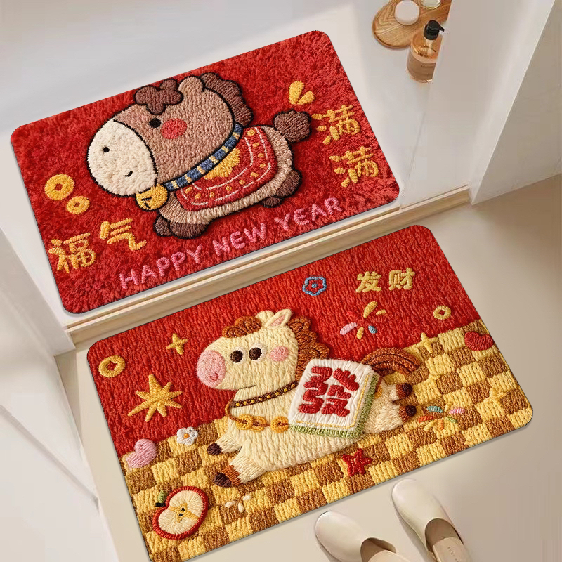 (拍一发二)福气满满春节套装硅藻泥入户门卫生间洗漱台防滑地垫