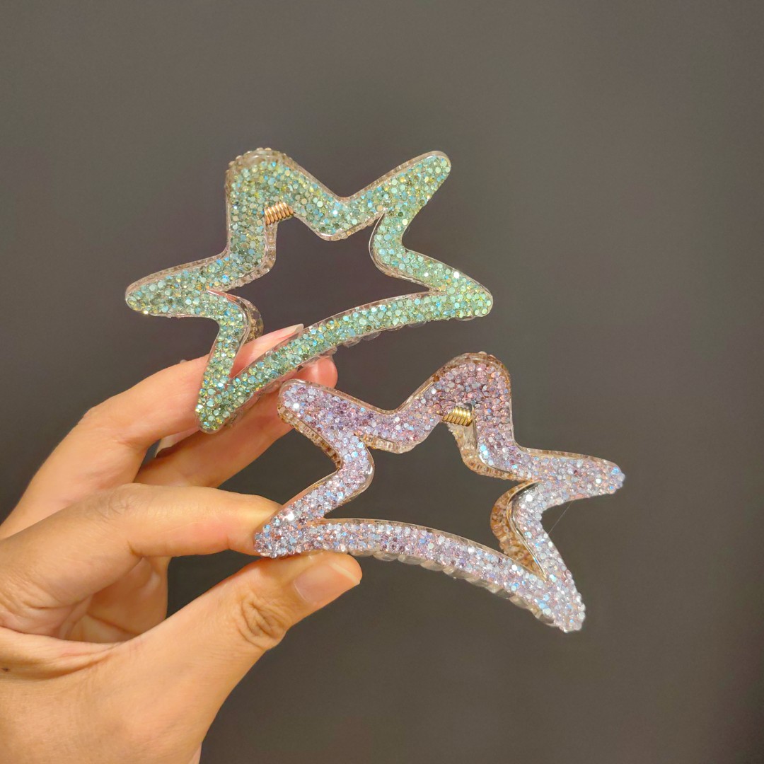 2025新款密钻五角星抓夹日韩瑞丽风时尚洋气百搭顶夹发饰头饰ins