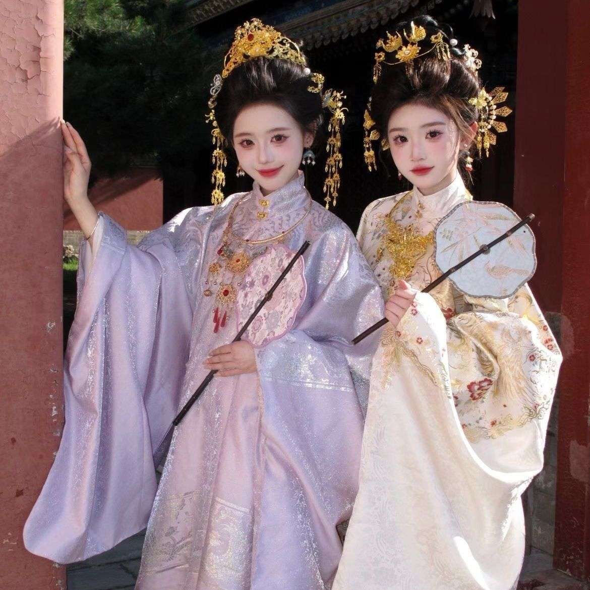 明制汉服套装女宫廷风立领重工春秋古装织金套装古风对襟衫马面裙