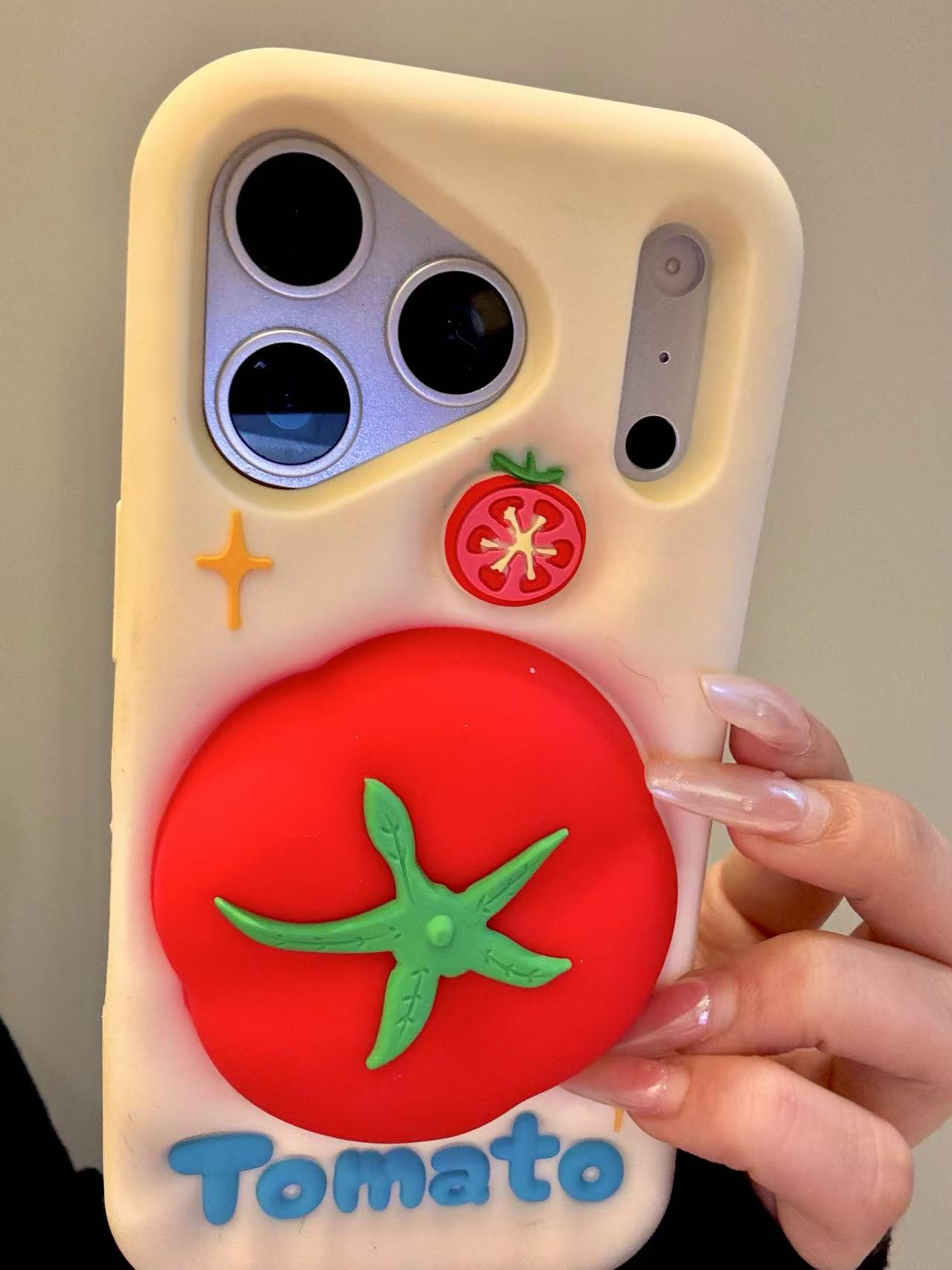 创意小清新立体番茄支架适用iphone17promax苹果16手机壳硅胶软壳