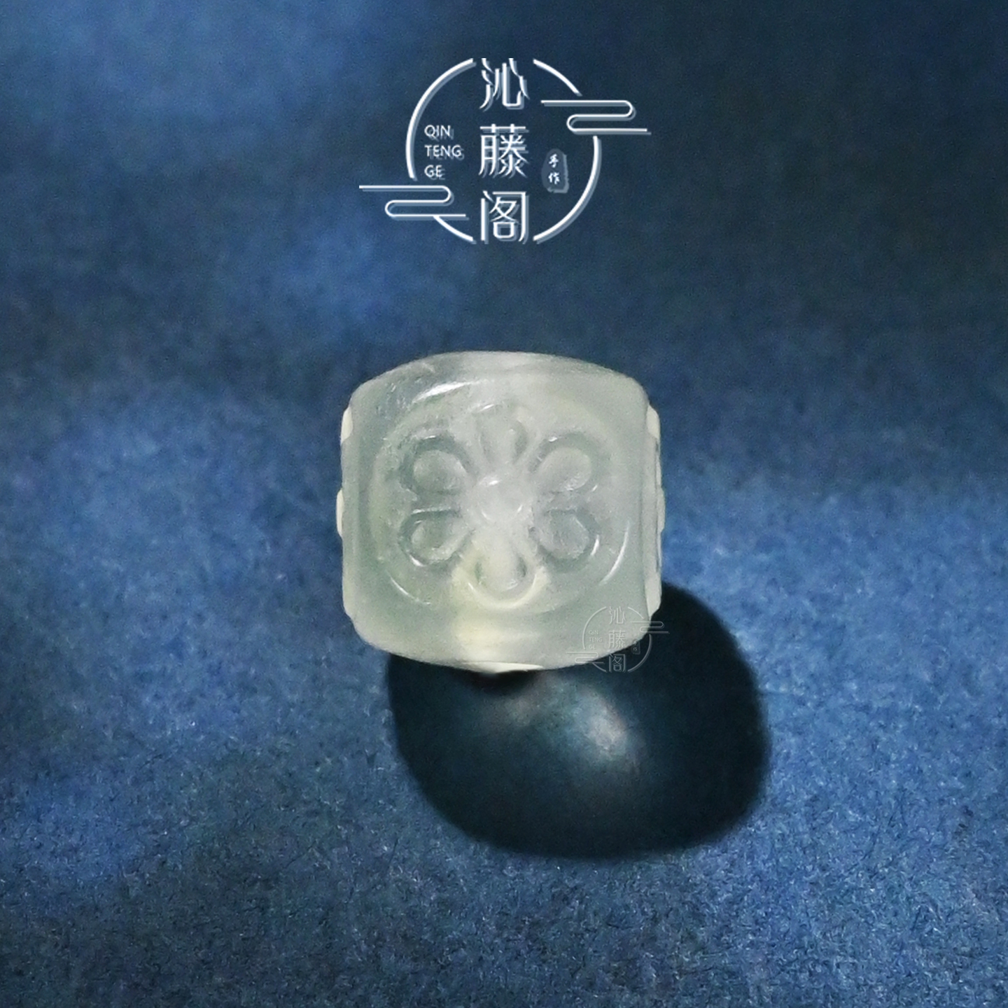 8MM葡萄石雕刻格桑花方珠文玩配珠百香籽手串手链配饰单珠散珠子