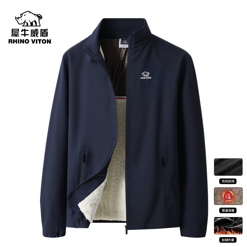 五防立领刺绣5.0石墨烯黑金升级加绒加厚夹克外套拉链口袋J899-T3