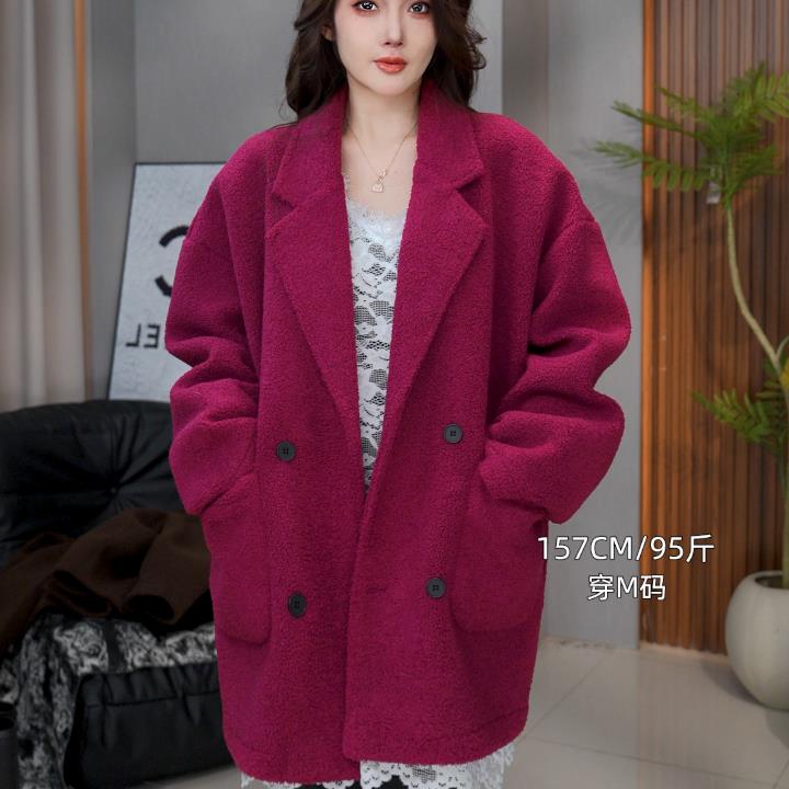 3576#新款西装式毛毛加厚秋冬设计款外套