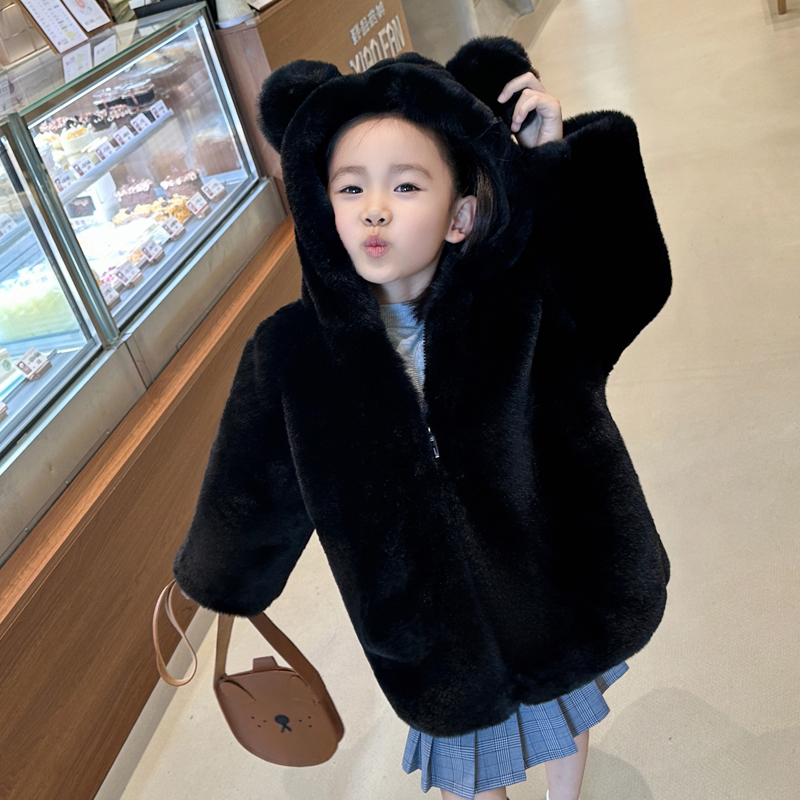 儿童棉衣冬装加厚加绒男童女童宝宝大小童毛毛棉服外套连帽外出服