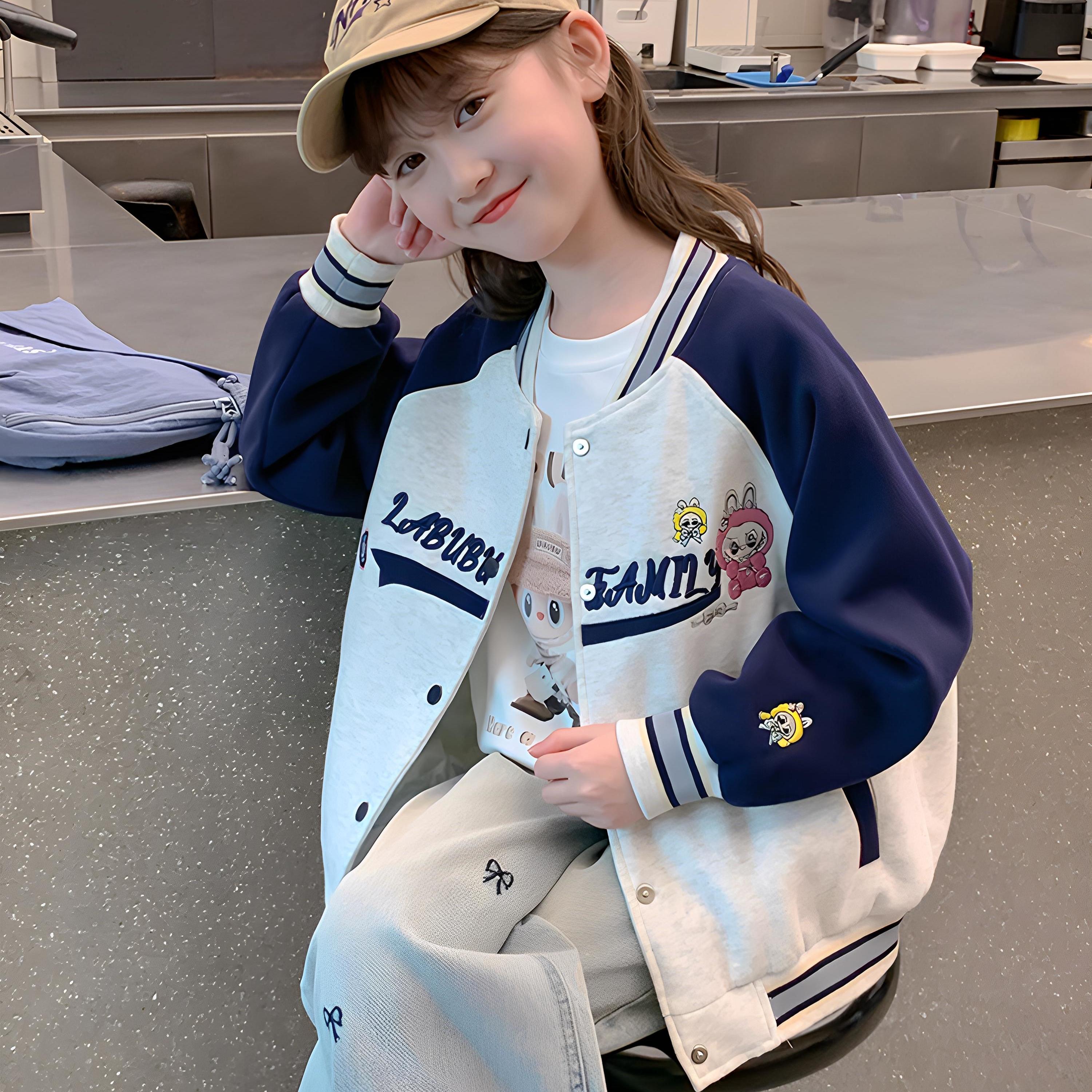 女童秋装外套棒球服2025新款洋气时髦中大童女孩休闲儿童装春秋款