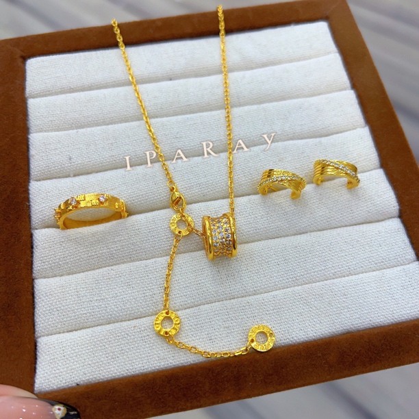 铜合金项链 伊帕尔阿依新款时尚精美古法三件套 复古素款..轻奢