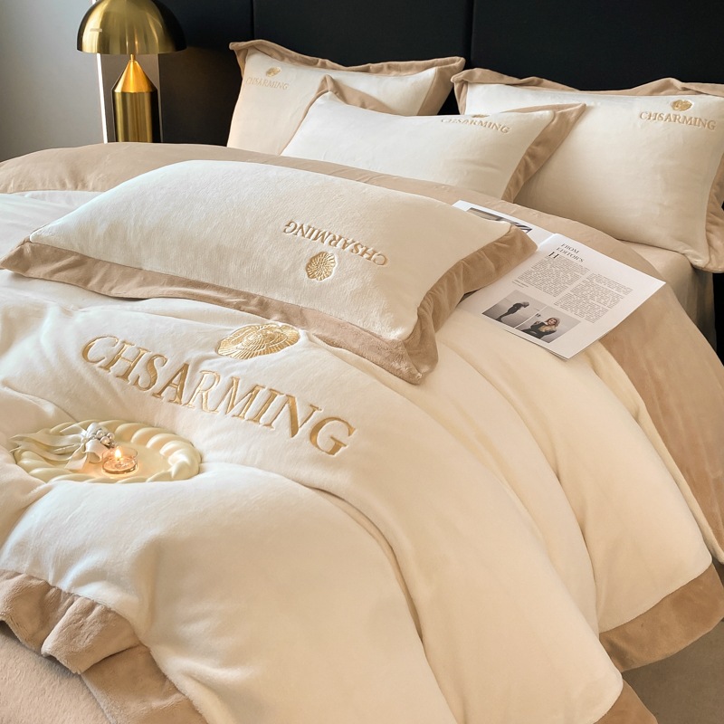 牛奶绒加厚双面绒牛奶绒四件套冬季加厚珊瑚绒法兰绒三件套加绒