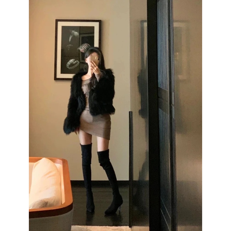 性感过膝长靴女2025秋冬新款绒面尖头高筒靴百搭显瘦弹力瘦瘦靴子