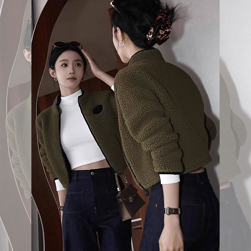 冬季新款毛绒短外套女气质轻熟风女装时尚百搭洋气减龄外搭上衣服
