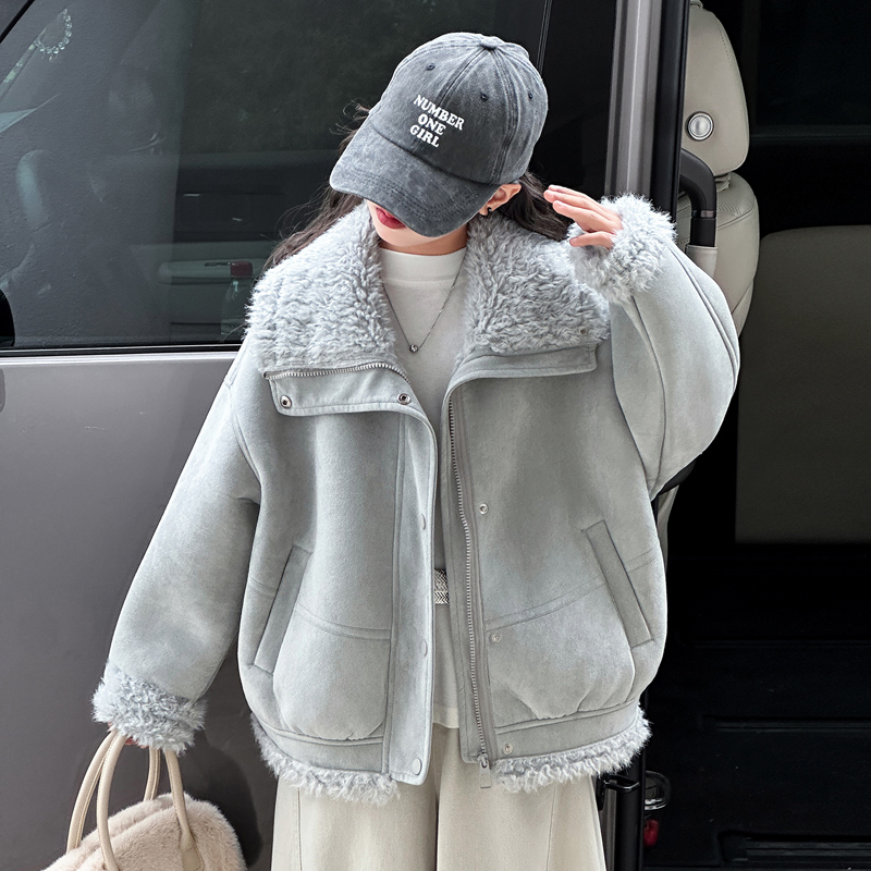 女童加绒外套2025秋冬新款儿童冬季加厚毛毛衣大童皮毛一体派克服