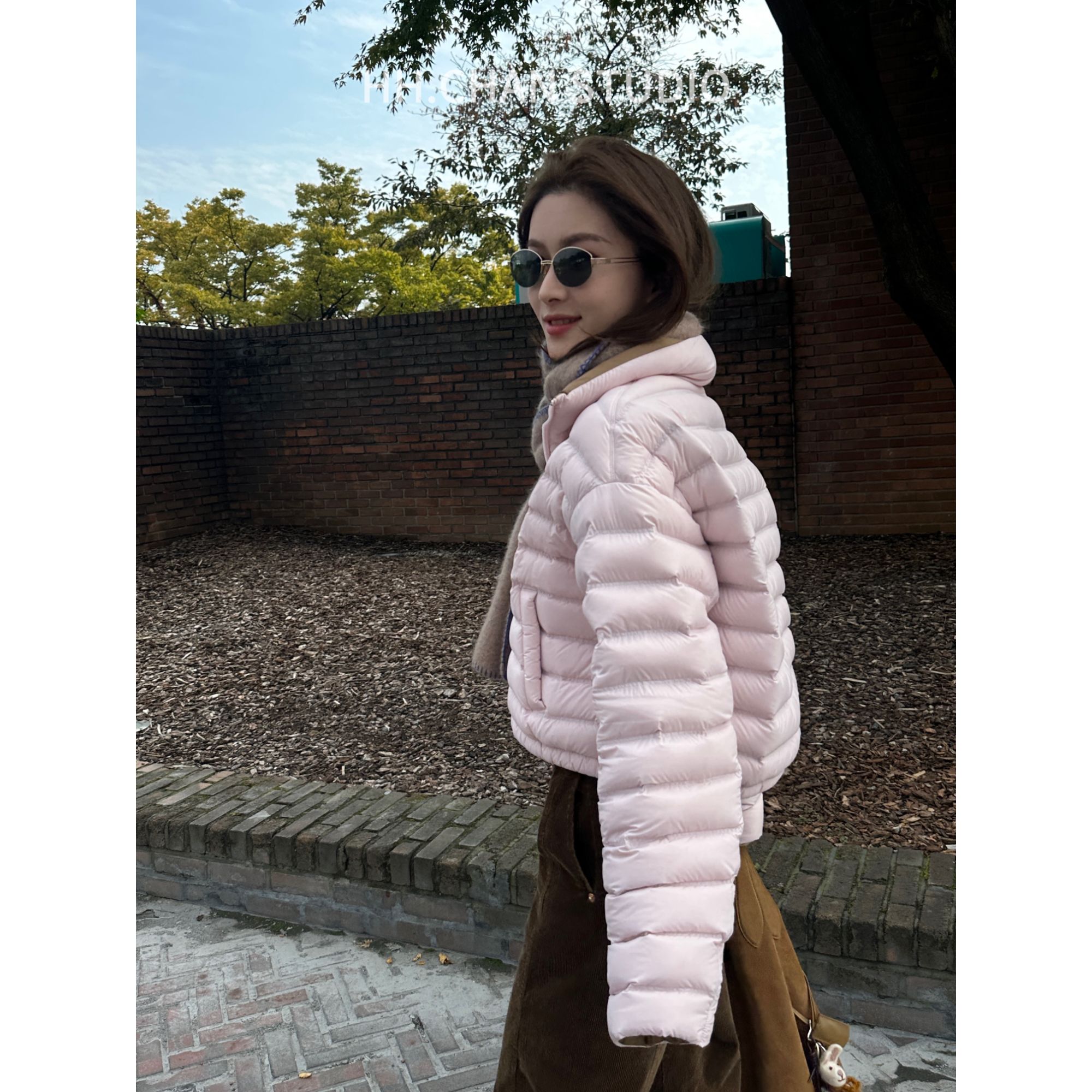 HH.CHAN“粉宝”90新国标白鹅绒排骨立领保暖粉色鹅绒服HH55Q40023