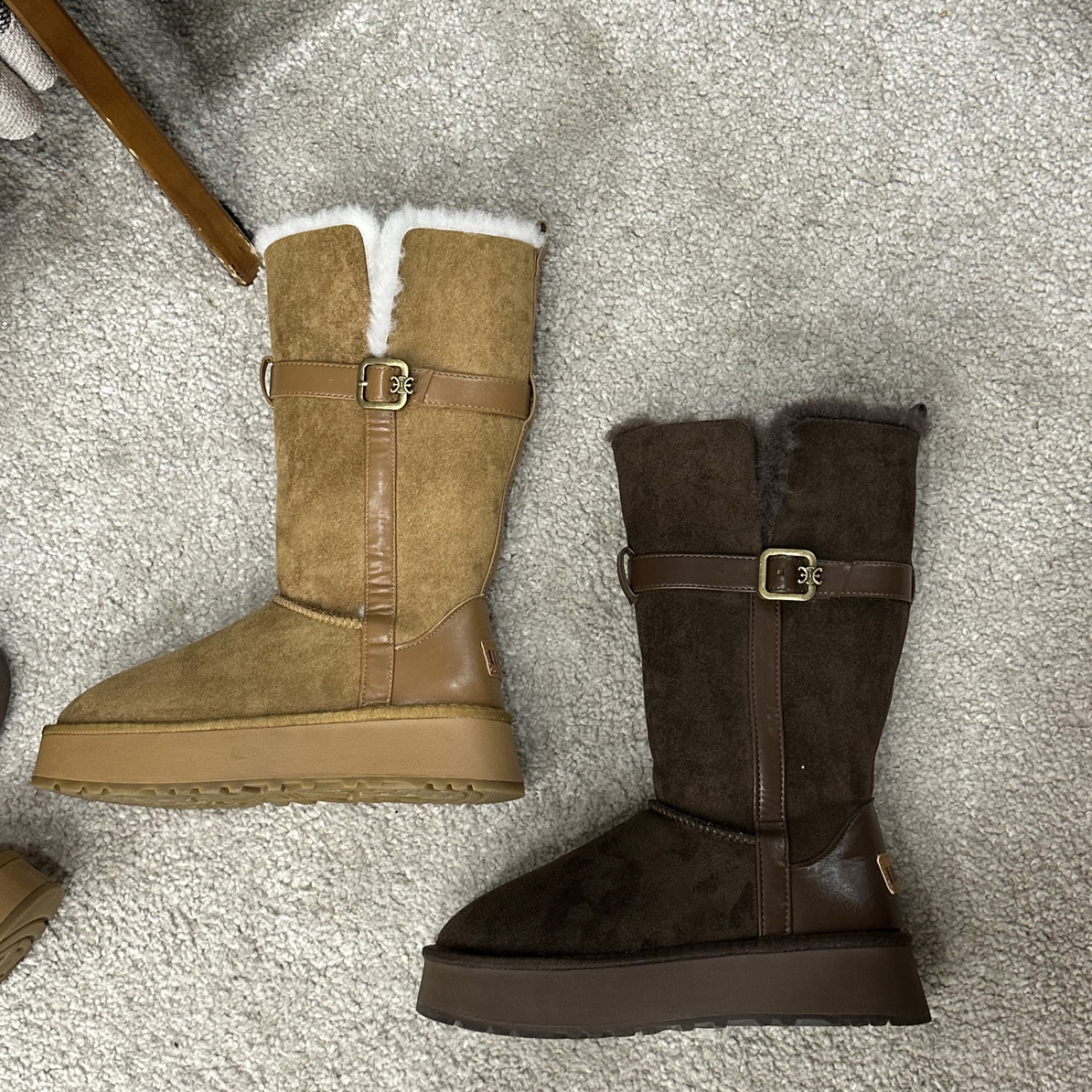 新•厚底增高边扣长筒雪地棉翻边时尚雪地靴