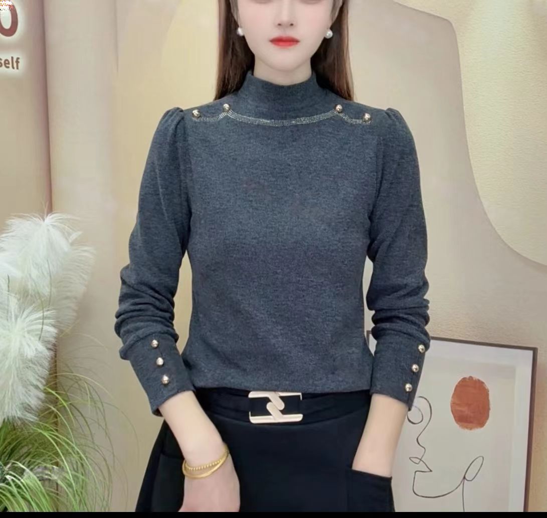 2025秋冬双面绒打底衫半高领气质上衣女内搭小衫时尚显瘦百搭T恤