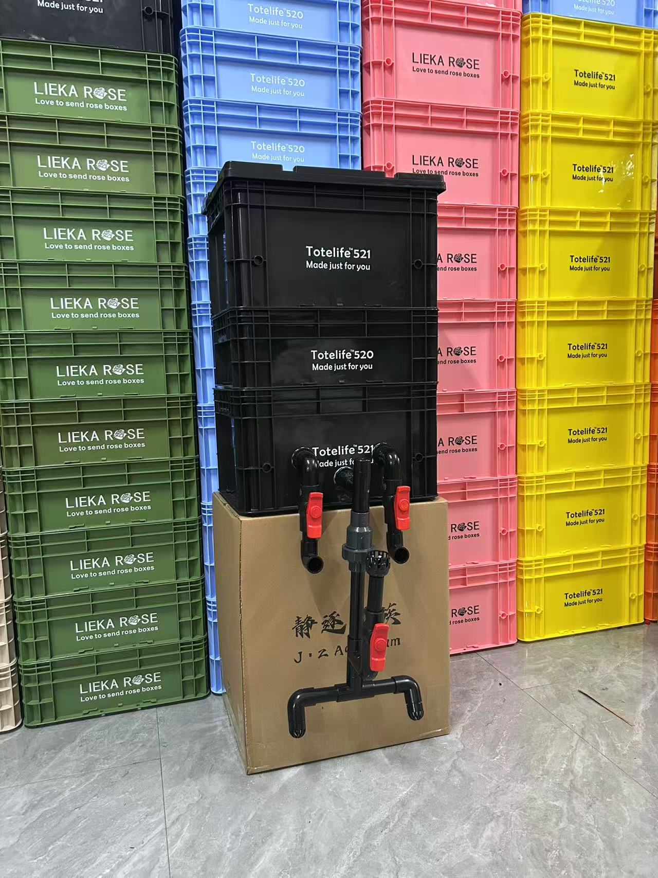 内置水泵周转箱过滤中号40-30三层内置管件可搭配任意变频水泵