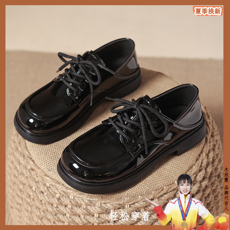 【品牌】乐福鞋新款2025春秋新款系带黑色JK洛丽塔软底单鞋B68-1