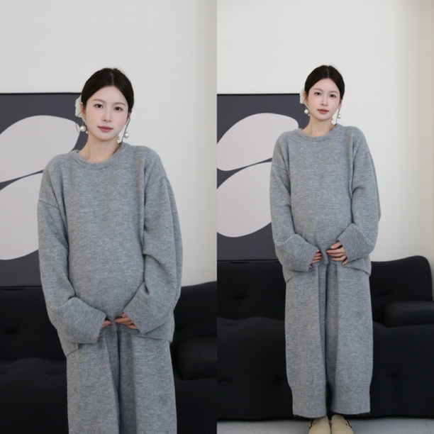 senenmu 【纯色针织套装】秋冬新款针织套装上衣➕裤子孕妇装套装