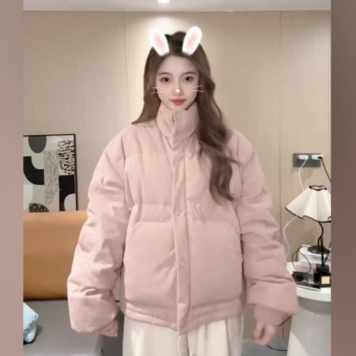 2025灯芯绒小个子简约高领服女冬时尚新款棉衣超好看面包服