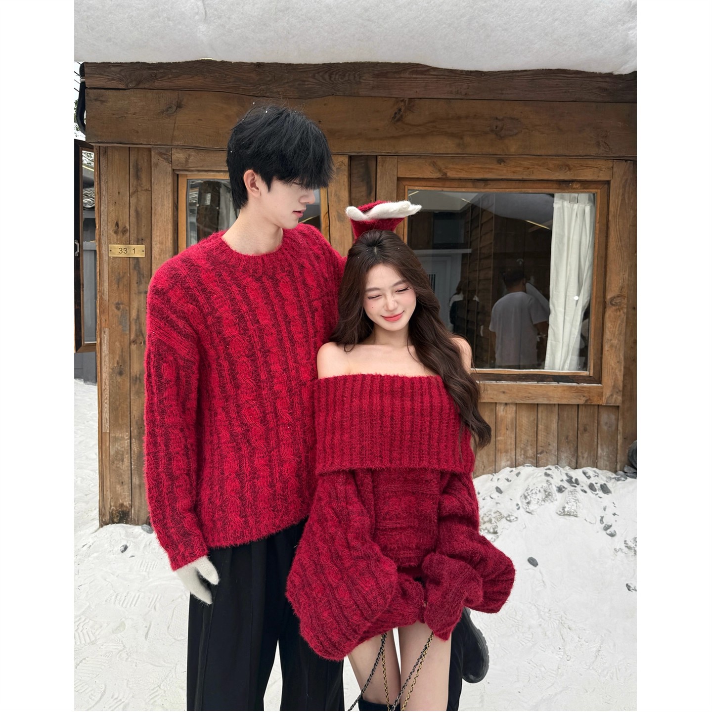 情侣装秋冬2025新款ins超火毛衣男女韩版宽松法式针织衫外套潮牌