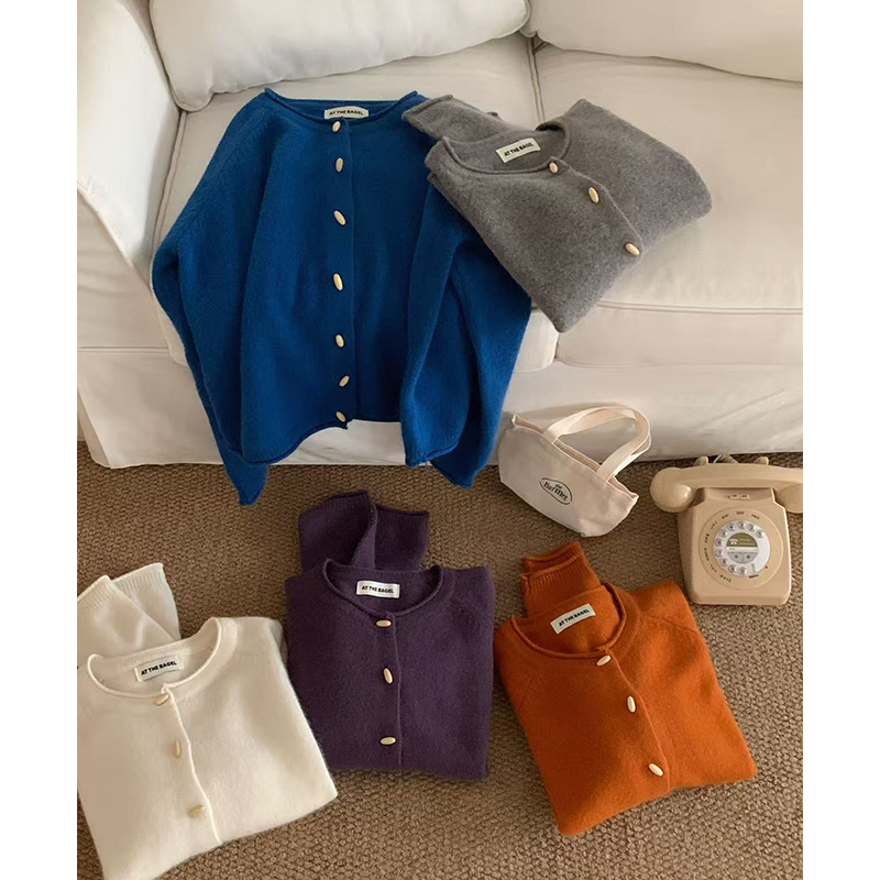 【丹姐家~木扣开衫】简约气质韩系针织开衫