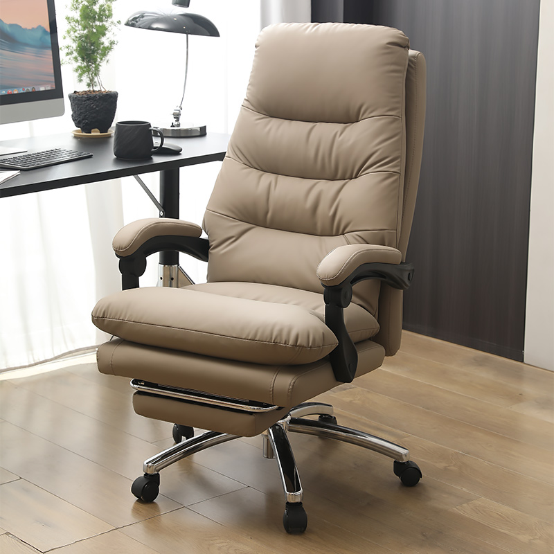 真皮老板椅家用办公椅舒服久坐电脑椅商务沙发座椅靠背可躺书桌椅